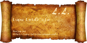 Lupu Letícia névjegykártya